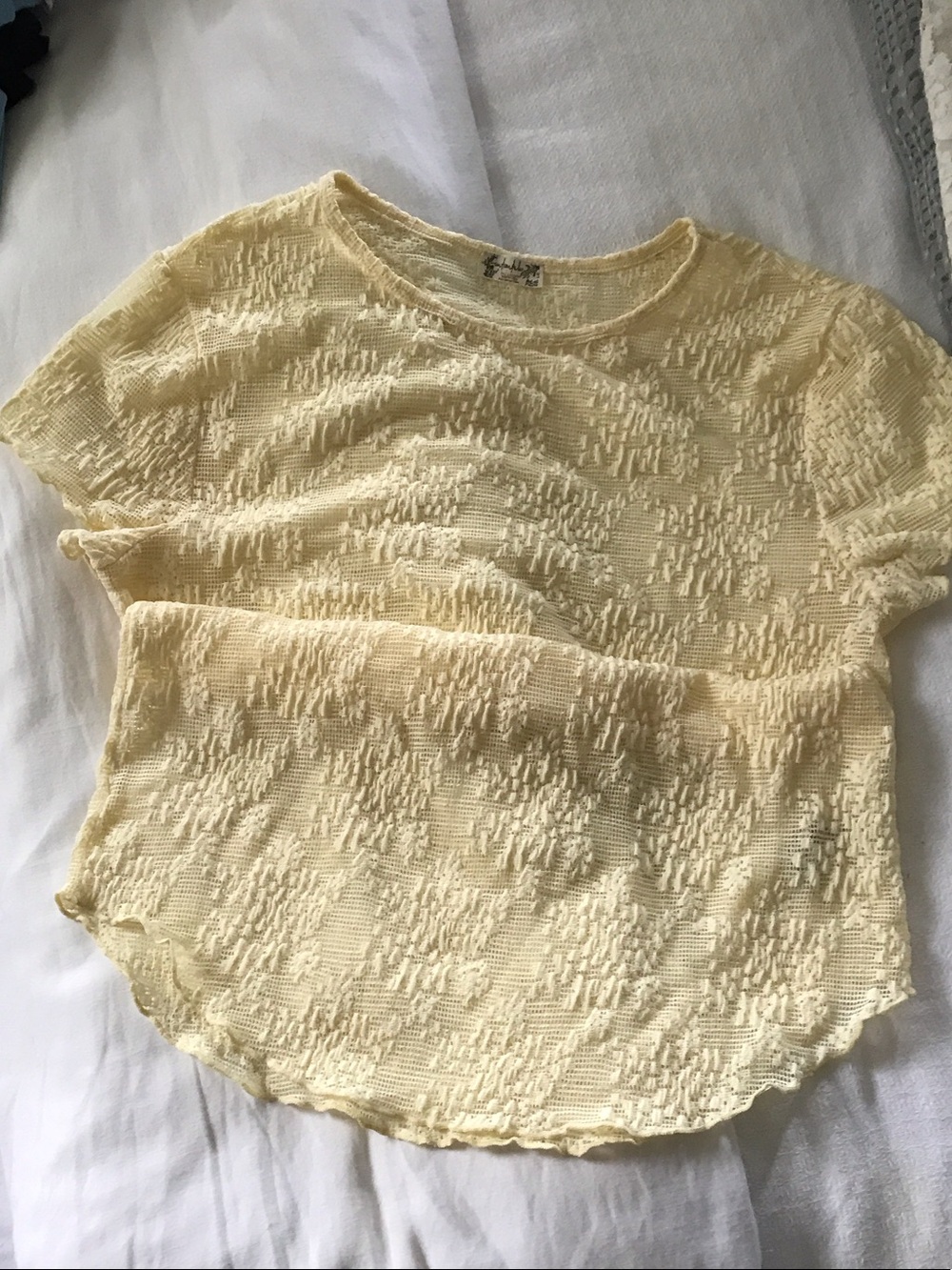 Free people Textured Short-Sleeve Knit Top in Pale Yellow